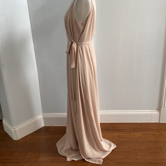 WAYF Chiffon Pink Wrap Bridesmaid Maxi Dress‎ Size S - Picture 5 of 10